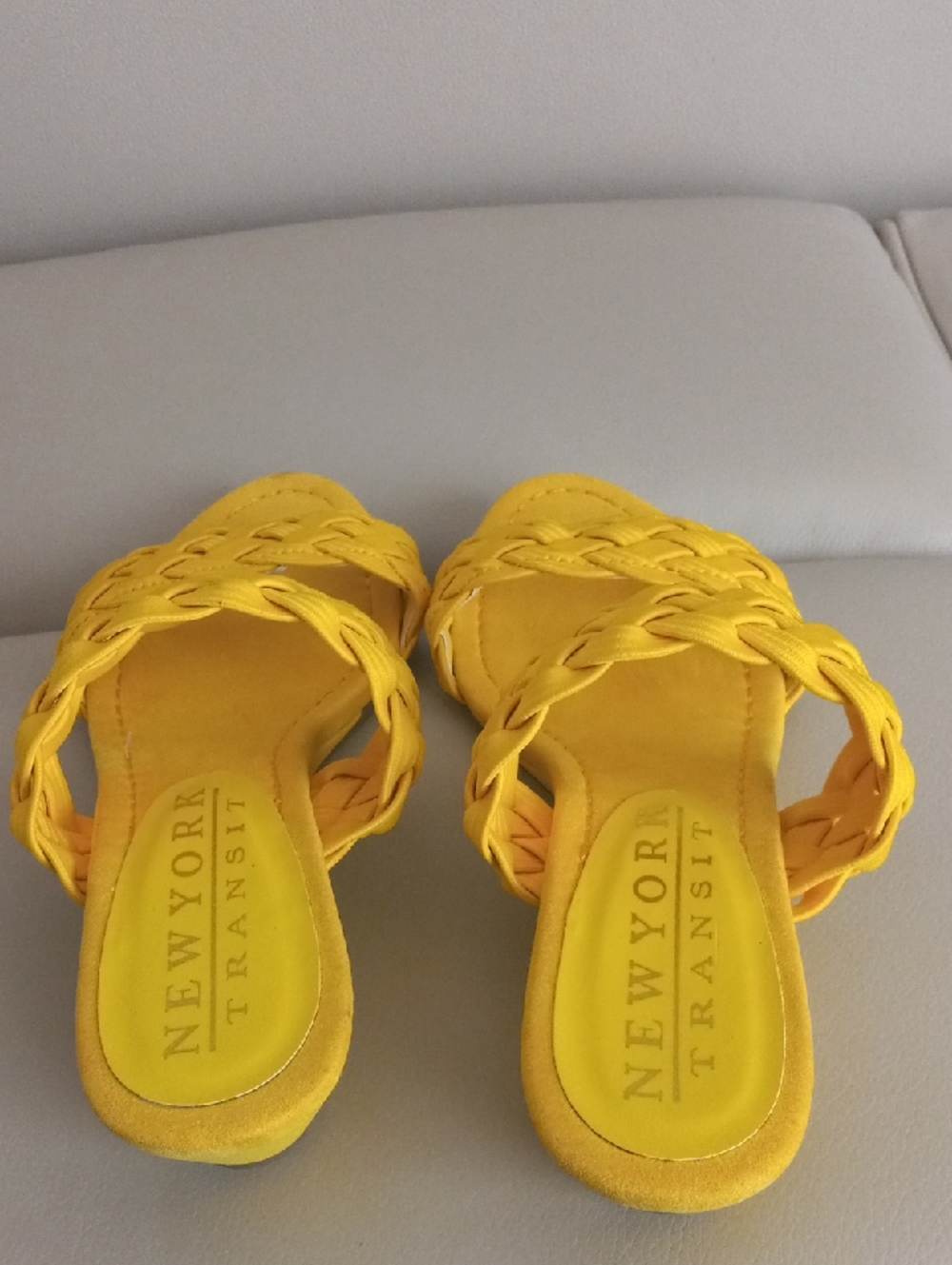 New York Transit Yellow Braided Double-Strap Slide Mules Size 7.5M - Picture 11 of 16
